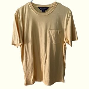 Brooks Brothers Blue Label Shirt Yellow Short Sleeve Logo Pocket Tee Size S